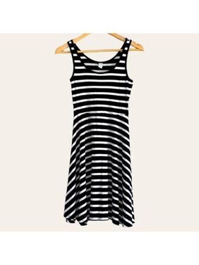 Old Navy Tank Dress Fit and Flare Striped Black and White